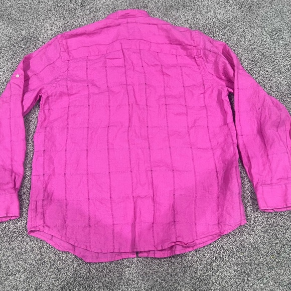 Lauren Ralph Lauren Women’s 100% Linen Roll Tab Sleeve Pink shirt Blouse Large - Picture 8 of 9